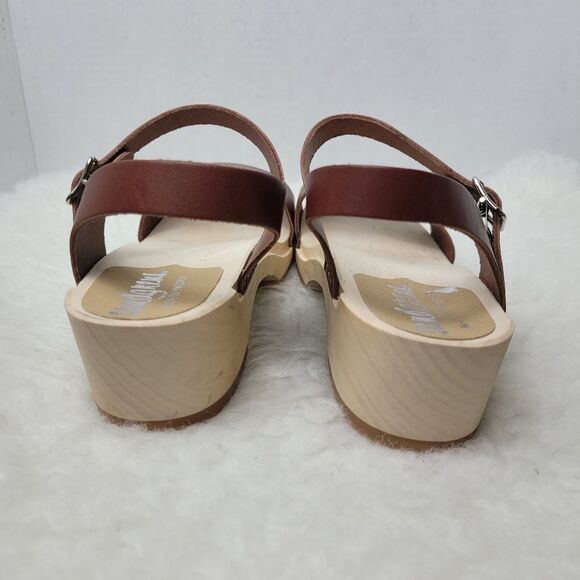 Sandgrens Clogs Vienna Low Sandal Cognac Brown Leather Size 8.5 US 39 EUR - Picture 4 of 10